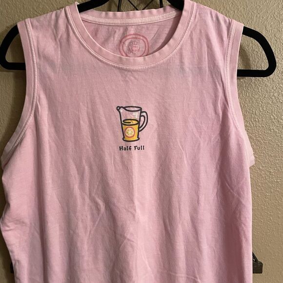 Life Is Goid Half Full Lemonade Pink Womens Tank Top L - Picture 3 of 13